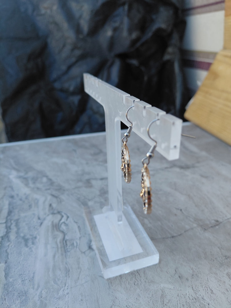 Golden Fly Earrings with Sparkling Stones