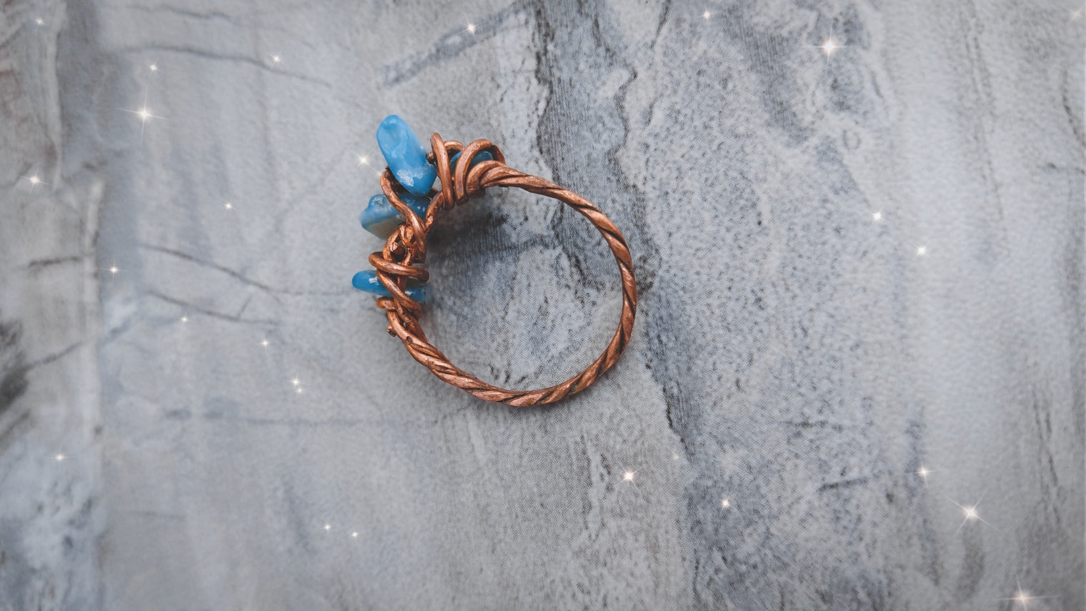 copper wrapped with blue stone ring
