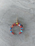 Handmade Colorful Beaded Crescent Moon Pendant – Wire Wrapped