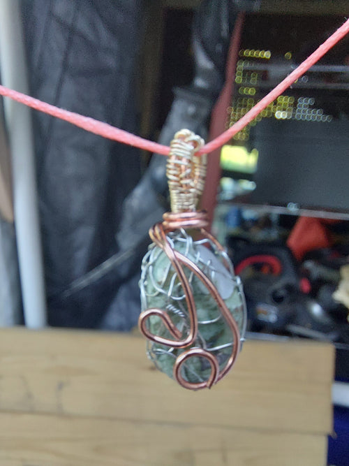 copper and aluminum wire wrap pendants