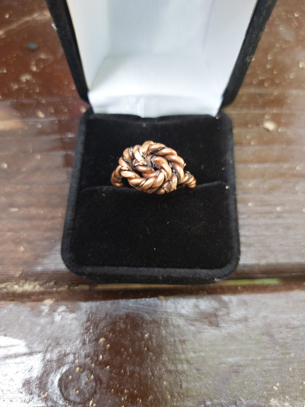 Handmade Copper Wire Braided Love Knot Ring