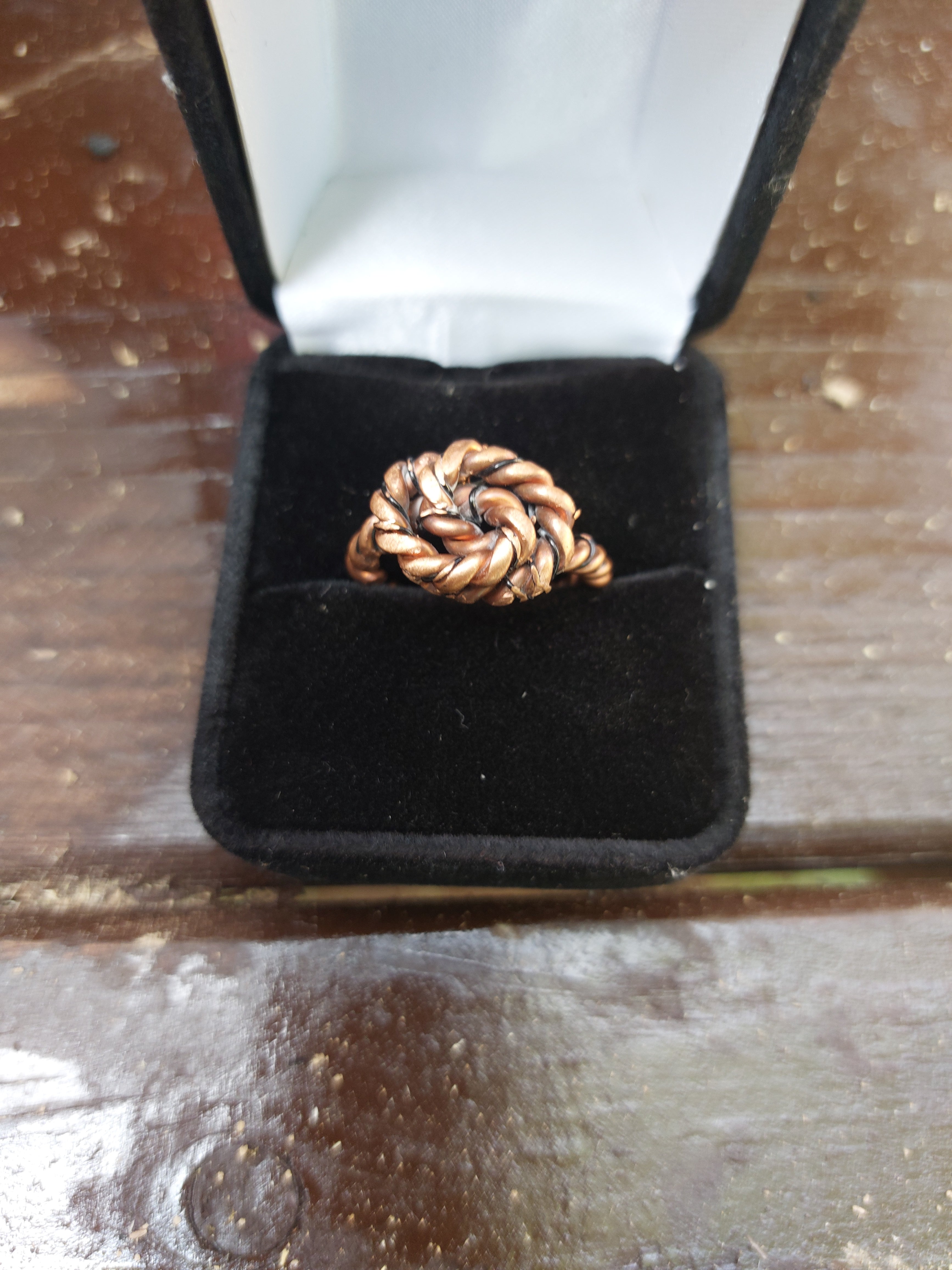 Handmade Copper Wire Braided Love Knot Ring