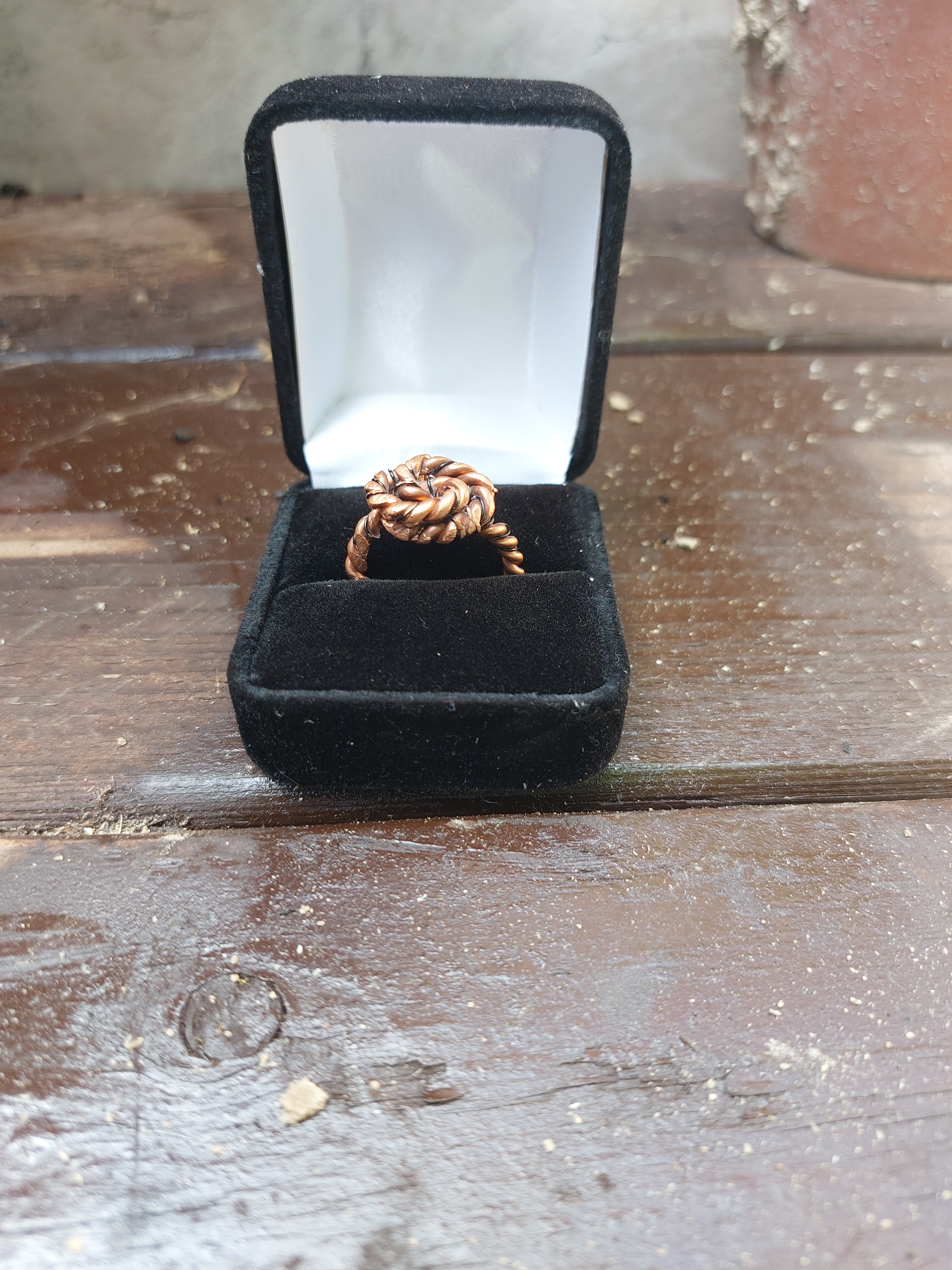 Handmade Copper Wire Braided Love Knot Ring