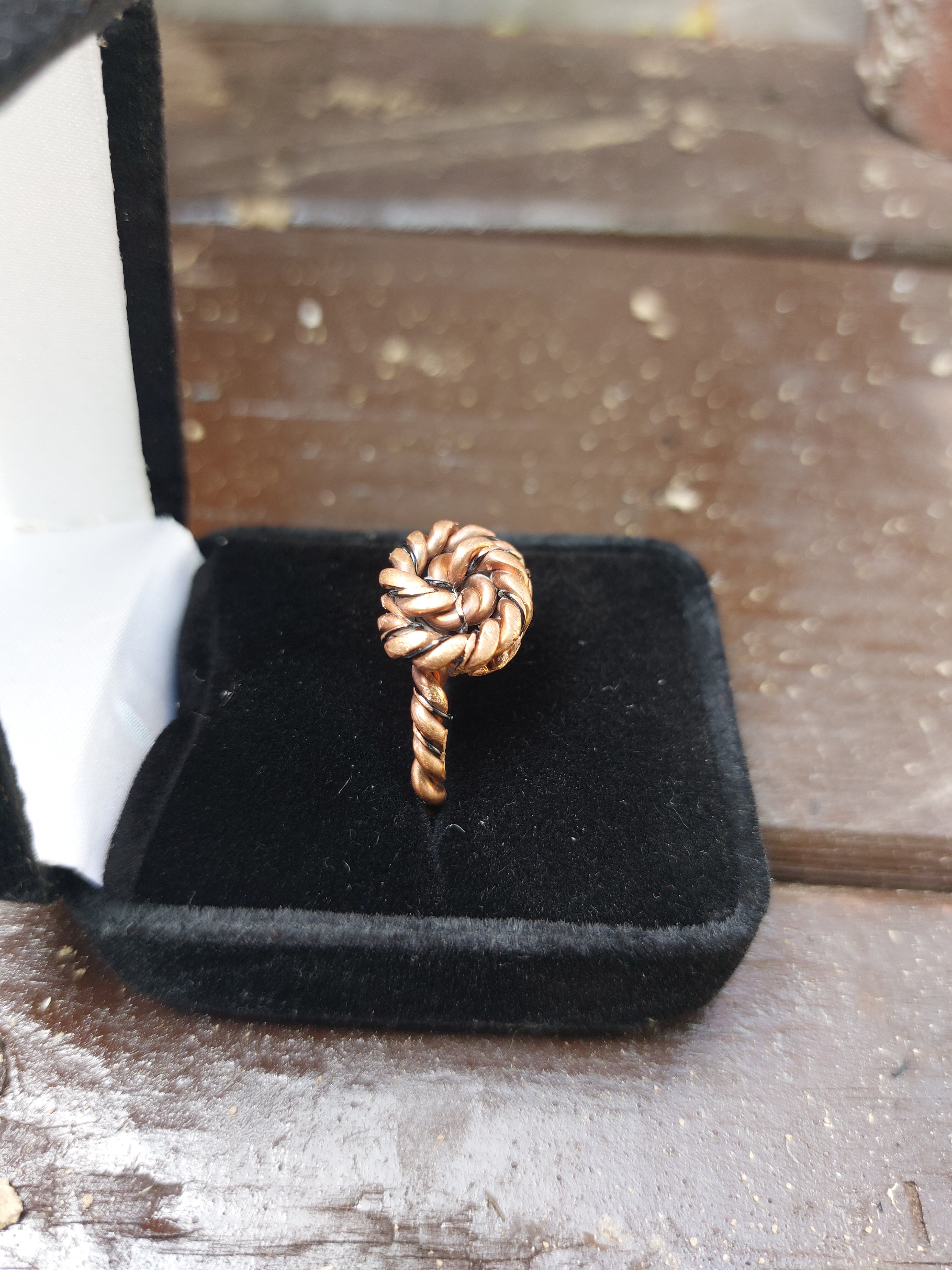 Handmade Copper Wire Braided Love Knot Ring