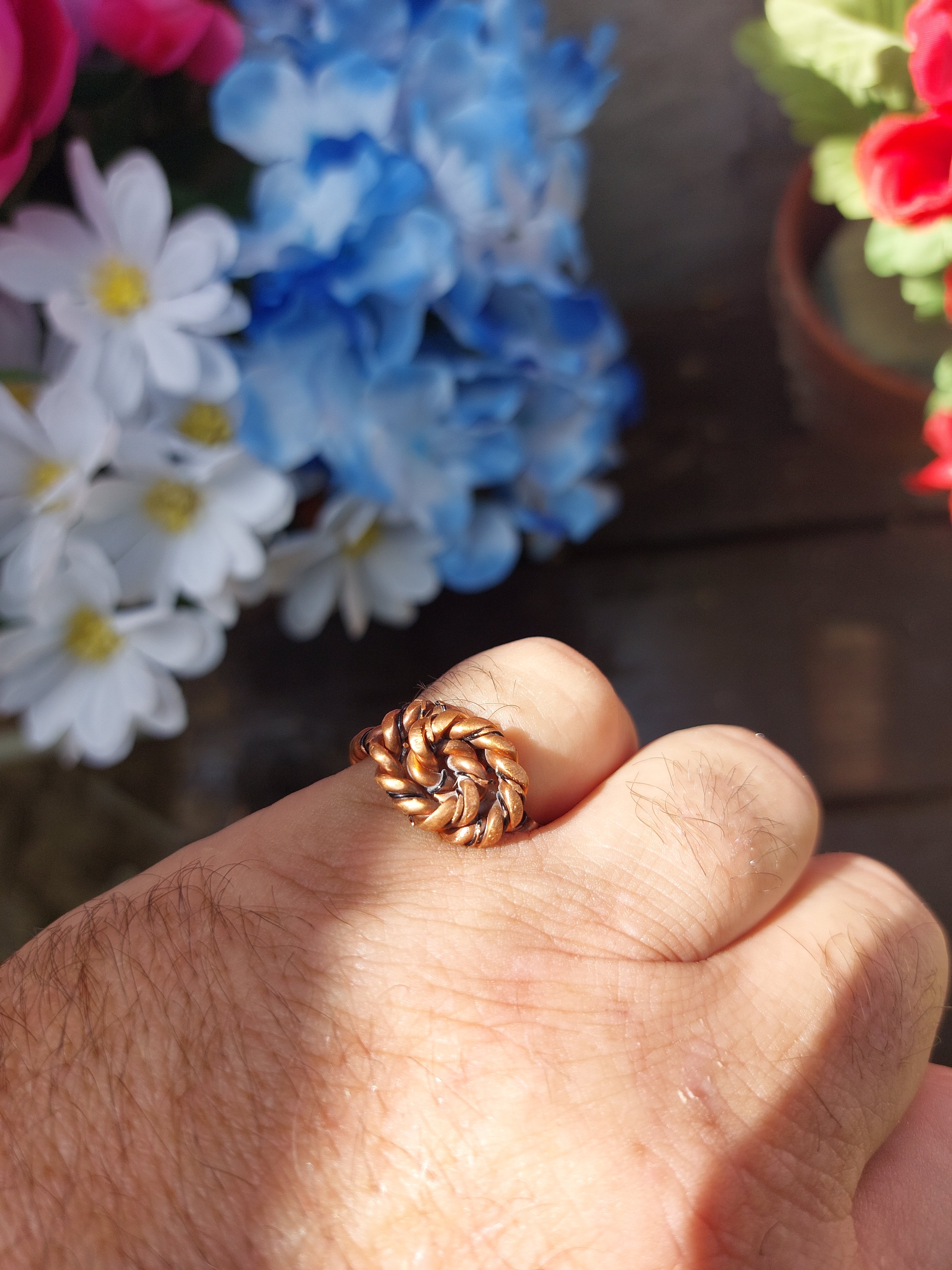 Handmade Copper Wire Braided Love Knot Ring