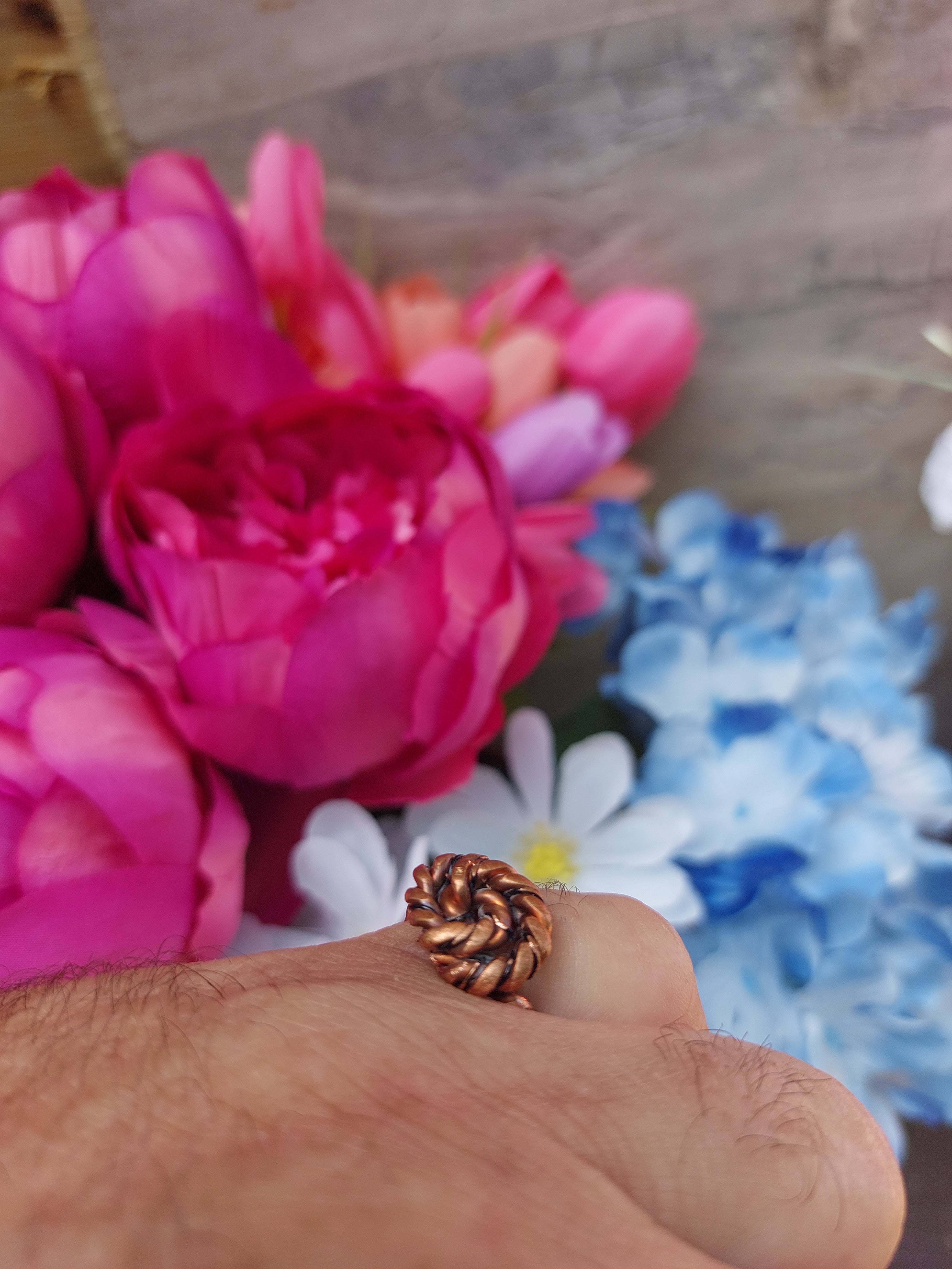 Handmade Copper Wire Braided Love Knot Ring