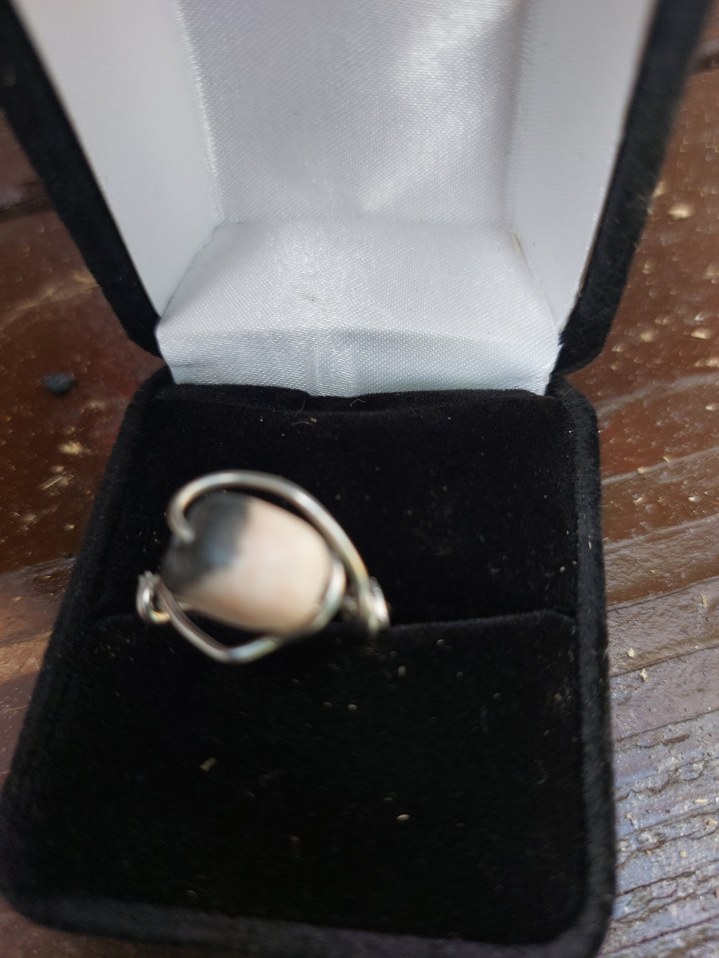 Handmade Silver Wire-Wrapped White Stone Ring
