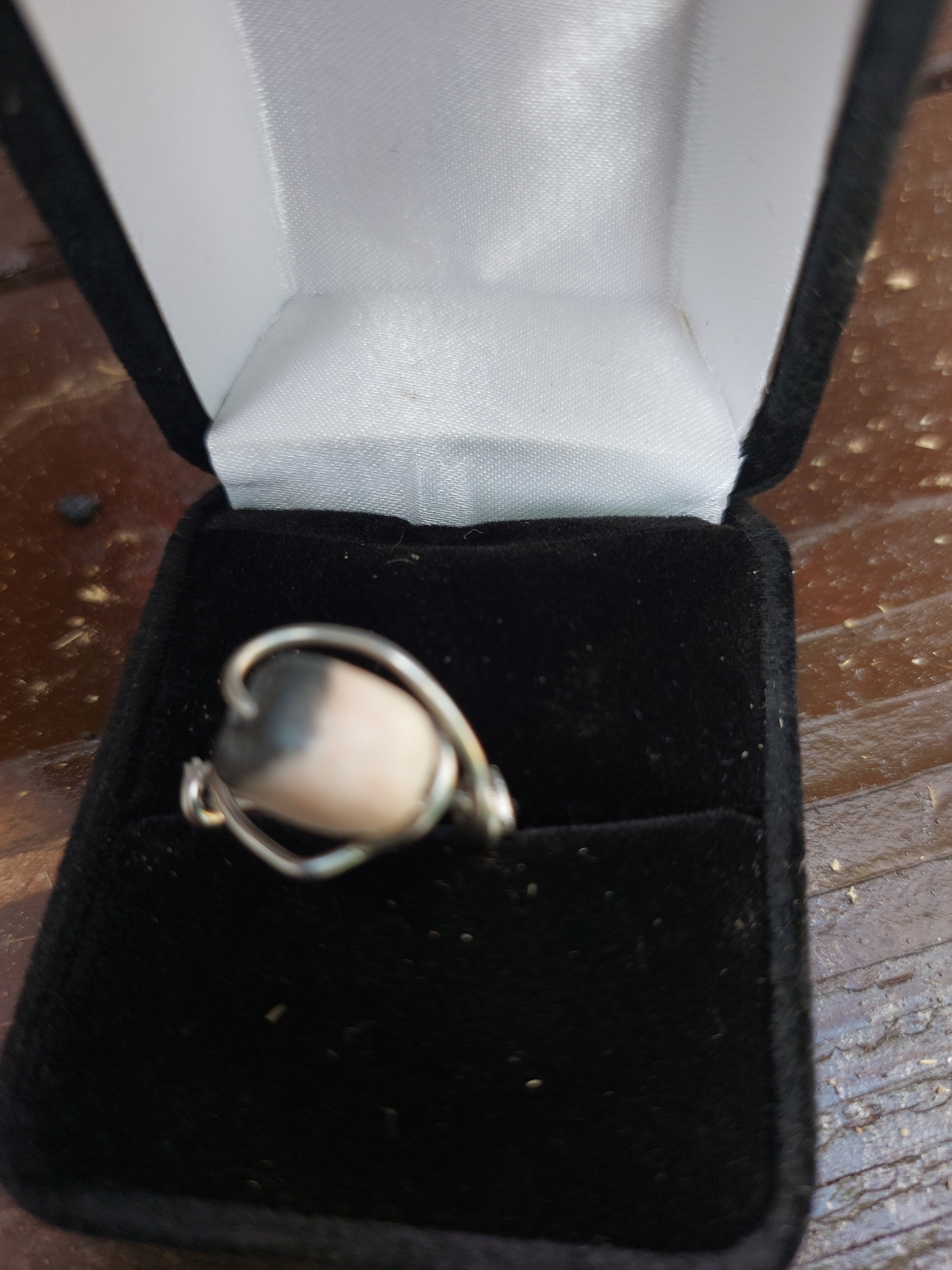 Handmade Silver Wire-Wrapped White Stone Ring