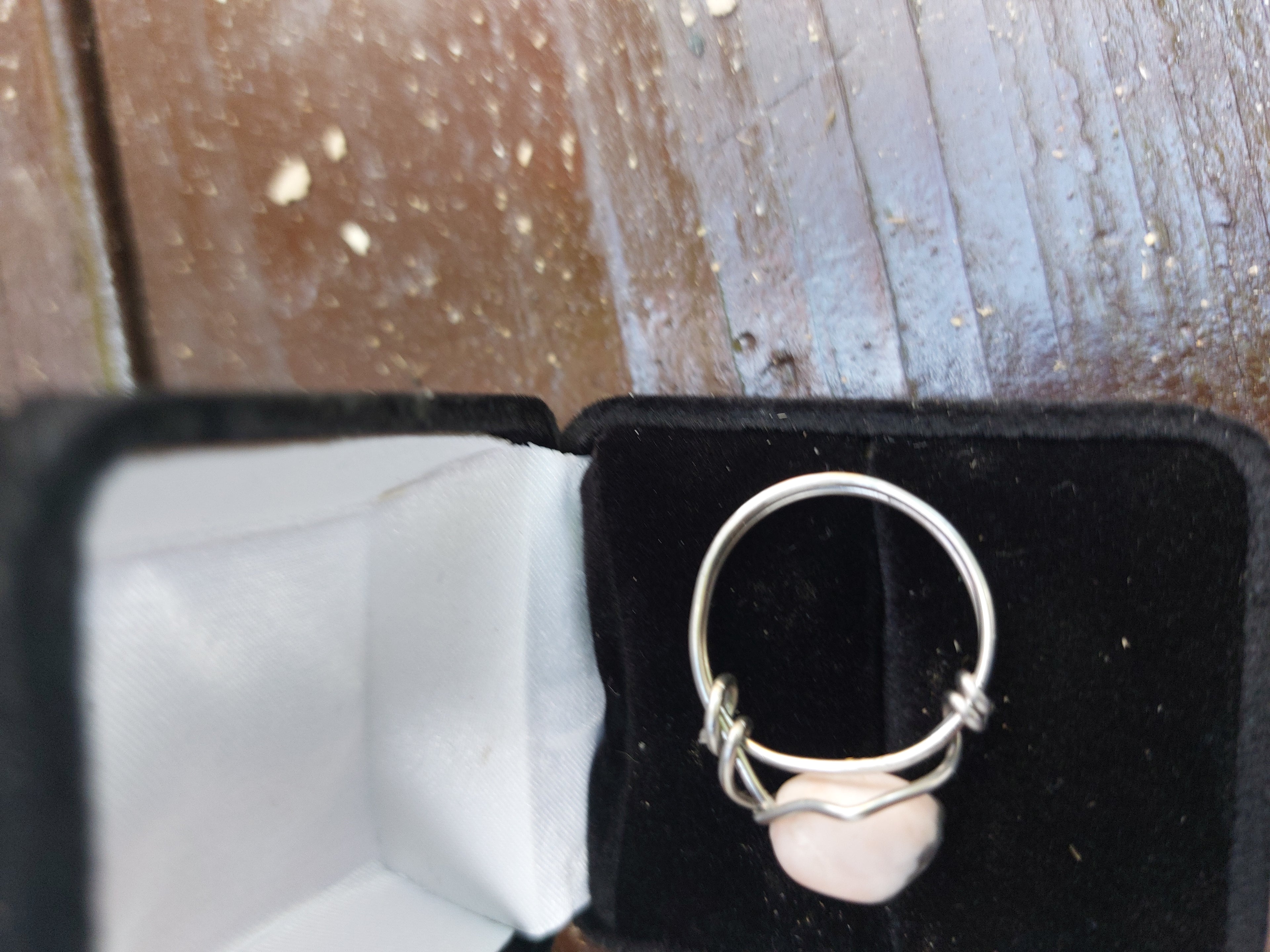 Handmade Silver Wire-Wrapped White Stone Ring