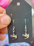 Dove Charm Dangle Earrings – Silver & Gold Tone