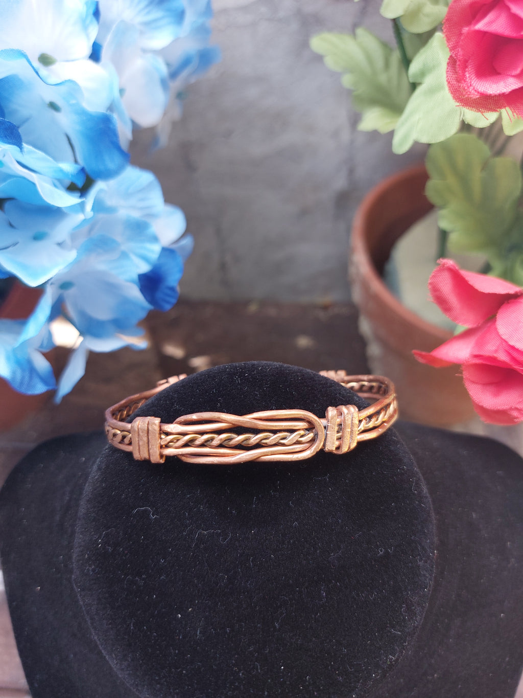 Handmade Copper Wire Braided Knot Cuff Bracelet