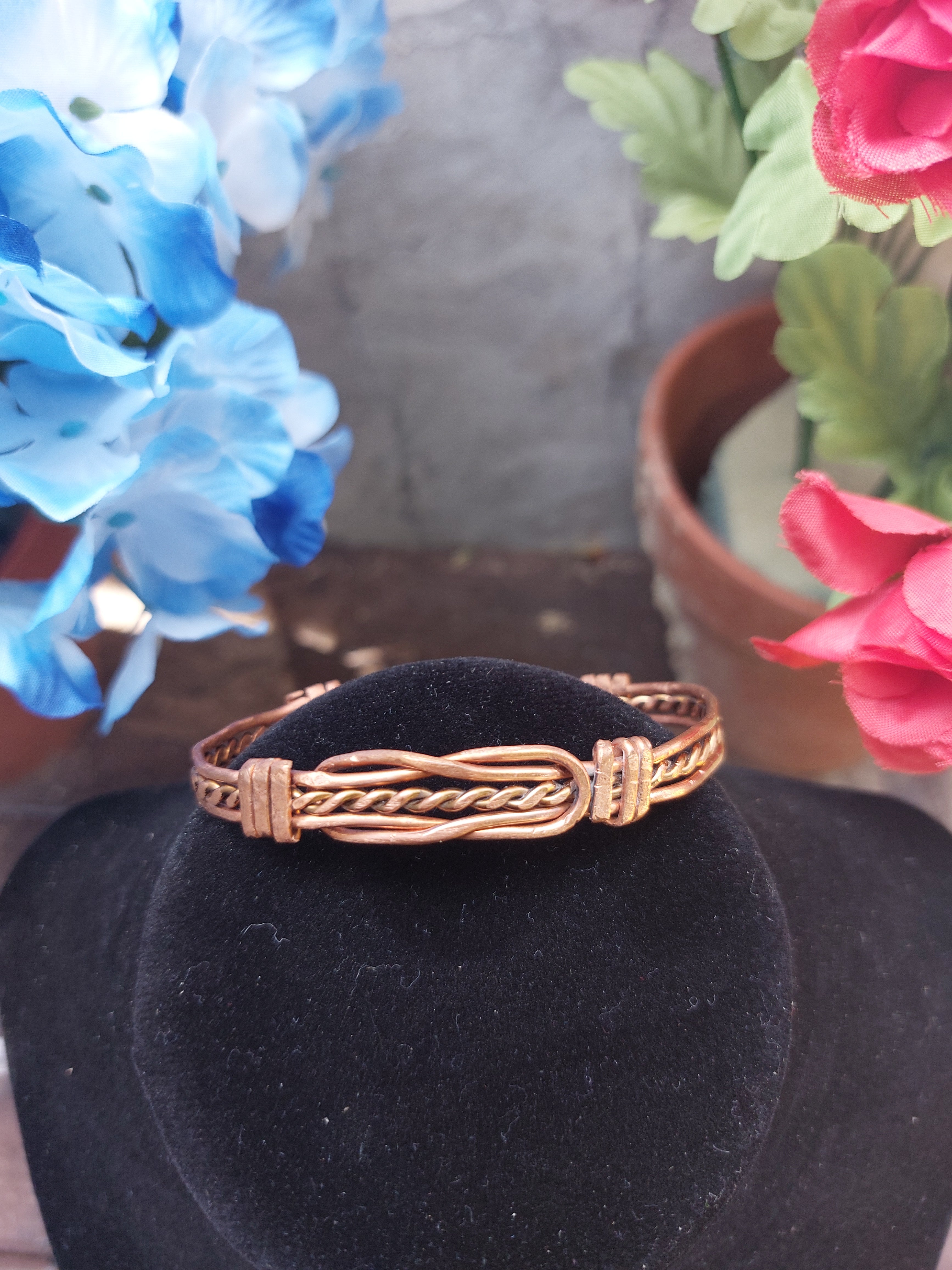 Handmade Copper Wire Braided Knot Cuff Bracelet