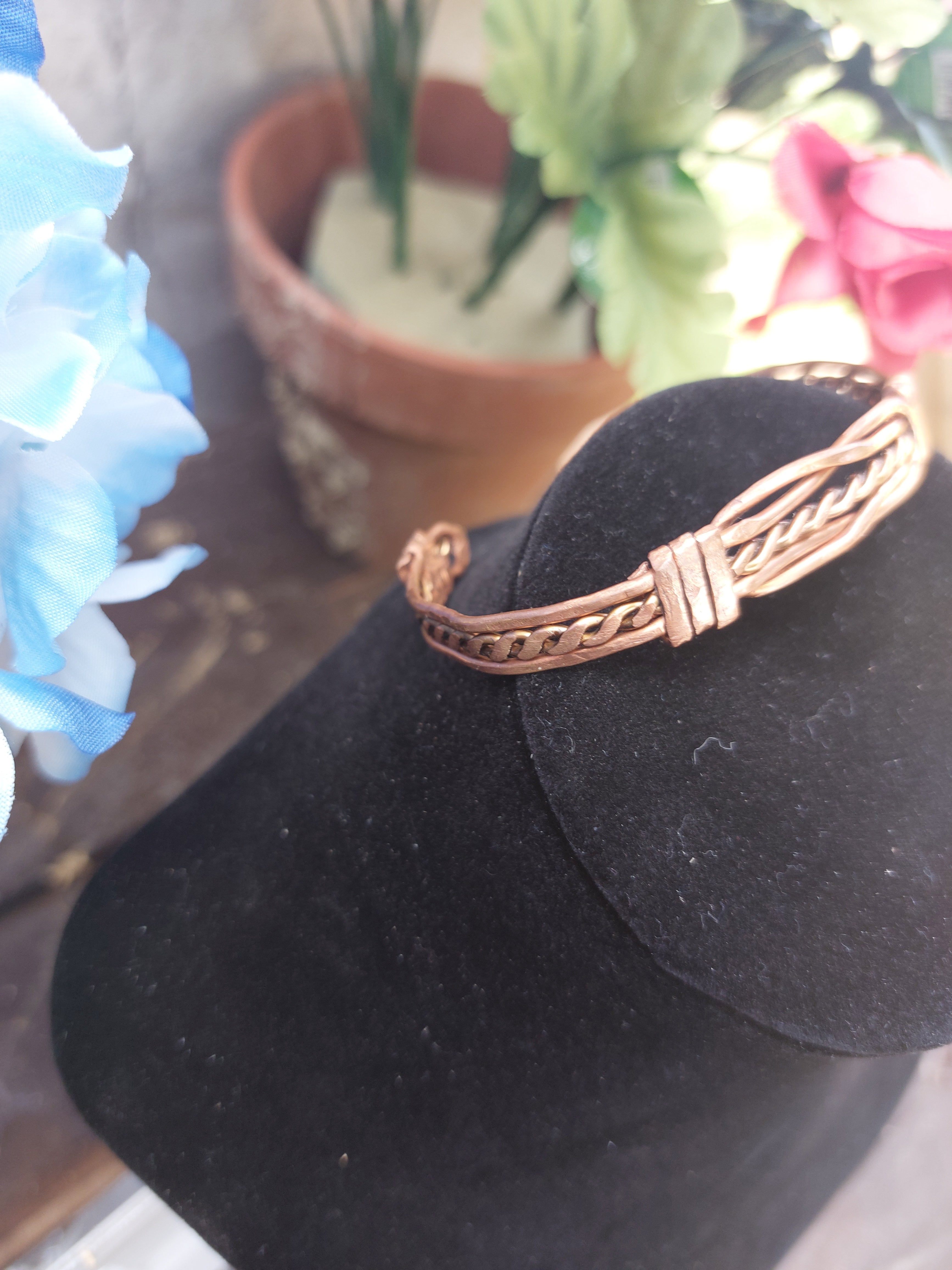 Handmade Copper Wire Braided Knot Cuff Bracelet